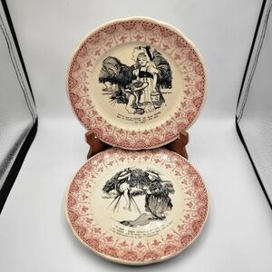 Digoin & Sarreguemines - set of 2 Antique Hand-Painted Dessert Plates